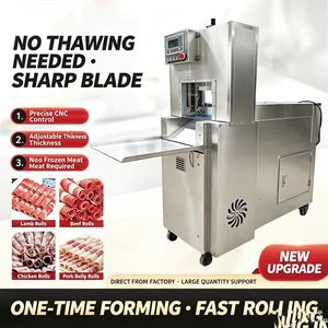 Máquina Cortadora de Carne Congelada CNC de 2 Rodillos Totalmente Automática, Cortadora de Rollos de Carne de Res y Cordero, Máquina Industrial para Cortar Tocino - Product Image 3