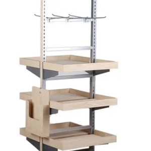 Expositor de suelo de PP de gran venta, estante de madera y metal con servicio de corte y procesamiento y ruedas - Product Image 3