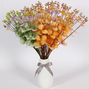 Bouquet d'eucalyptus artificiel en soie rouge vin, blanc et rose, décoration de mariage, fabriqué en Chine - Product Image 2