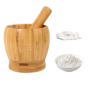 Mortero y Maja de bambú, molinillo de especias de madera, utensilios de cocina, perfecto para moler ajo/hierba/píldora/triturar semillas de sésamo