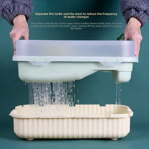 Vrijstaande moderne slimme schildpaddenkweektank voor thuisgebruik, met klim- en zonneplatforms, eenvoudige waterverversing en ontsnappingsbeveiliging. - Product Image 2