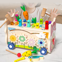 Mainan Mobil Multifungsi 4 in 1 Xylophone Jam Whack-a-Mole Tarik Lobak Permainan Memancing untuk Balita