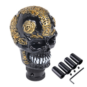 Car Skull <b>Gear</b> <b>Knob</b> Gold Pattern Plastic Ergonomic For Car Interiors - Product Image 5