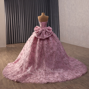Rsm261016 Elegante Vestido de Noche de Lujo sin Mangas con Escote Corazón, Espalda con Cordones, Lazo y Detalles de Cristal Jancember - Product Image 4