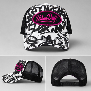 <span class=keywords><strong>Cappello</strong></span> Trucker Hip Hop Streetwear con Logo Ricamato <span class=keywords><strong>Bianco</strong></span> <span class=keywords><strong>e</strong></span> <span class=keywords><strong>Nero</strong></span>, Visiera Curva <span class=keywords><strong>e</strong></span> Rete Traspirante - Product Image 2
