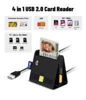 ZOWEETEK Lector de tarjetas múltiples SD TF MMC Lector de tarjetas de memoria ISO 7816 EMV CAC SIM USB Smart IC ID ATM Lector DE CRÉDITO Escritor Tarjeta con chip