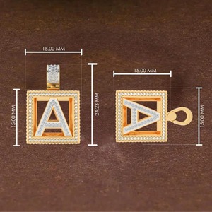 Collar con Colgante de Letra A Cuadrada, Plata 925 con Diamante Moissanita, Joyería Hip Hop Única para Unisex - Product Image 3