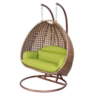 Luxe Moderne Hometrends Jardin Meubles En Osier Extérieur Patio Rotin Double Oeuf Suspendu Balançoire Chaise Ronde avec Support