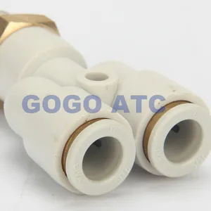 High quality SMC type High quality fittings KQ2U16-06S O.D 6mm to 16mm thread branch "Y" plastic one-touch fitting pneumatic components