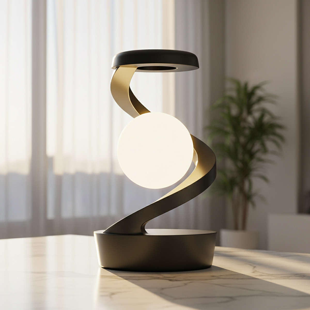 Cordless LED Desk Lamp for Workspace Eye Protection Reading Light with Fast Wireless DC Charging Pad Midcentury Simple Design