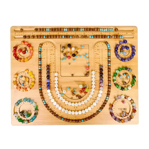 Bamboo <b>Beaded</b> <b>Board</b> Jewelry Pad Tray With Measurement Guide For Necklace Bracelet Making Craft Supplies - Product Image 5