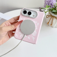 VAWI S141 Coque de téléphone en silicone liquide à fleurs tendance pour iPhone Duo Absorption magnétique sans fil Coque en silicone