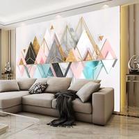 Murale géométrique moderne en marbre doré pour la décoration intérieure, papier peint artistique minimaliste 3D à coller