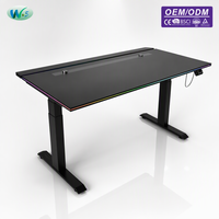 Bureau de jeu électrique réglable en hauteur en gros, double moteur, éclairage RGB, bureau de jeu assis-debout, OEM ODM personnalisable disponible