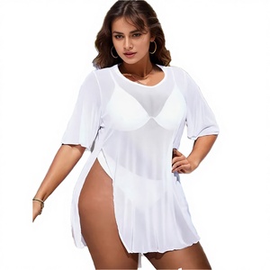 Traje de Baño Personalizado 2025, Sexy, Blanco, de Malla, Talla Grande, con Manga Corta, Tipo Bikini, con Relleno Extraíble y Antibacteriano - Product Image 3