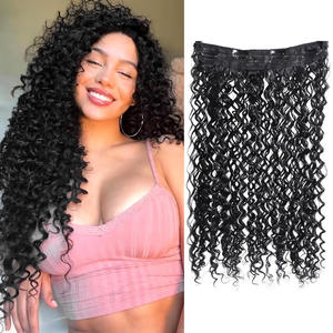 Perruques de cheveux Remy pour femmes européennes américaines <span class=keywords><strong>Clip</strong></span>-in Ceinture réglable Fluffy Roll Clips Ligne de pêche Naturel - Product Image 3