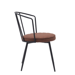 Sedia Lounge <span class=keywords><strong>da</strong></span> Caffè con Gambe in Metallo Verniciato Nero, Struttura in Metallo Imbottita per Soggiorno e Caffetteria - Product Image 3