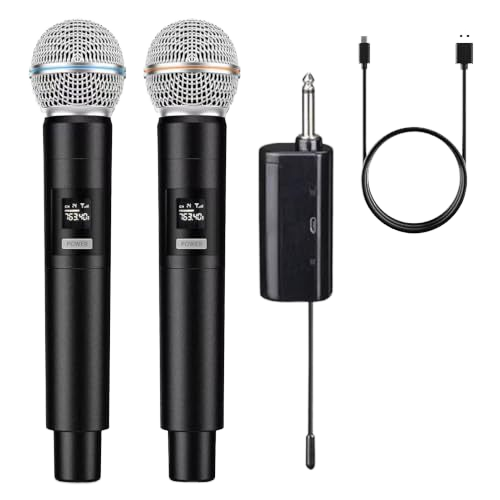 Voxfull GLXD40 Dual Channel Handheld Dynamic Wireless Microphone Long Range Light-Weight Cardioid Polar Pattern XLR Metal