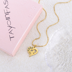 Collar con colgante de corazón chapado en oro 304 316 con circonita cúbica, diseño de amor para mujer, romántico, para uso diario. - Product Image 6