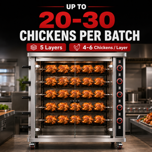 Four à rôtissoire à six broches en verre trempé, conception facile à nettoyer, pour poulet rôti, équipement professionnel pour les détaillants en franchise - Product Image 2