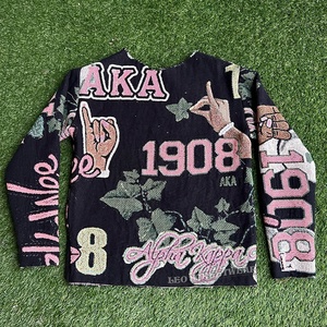 Custom Sorority Tapestry <strong>Sweater</strong> <strong>Plus</strong> <strong>Size</strong> Women's Greek Sorority Sequin Clothes Alph Ak a pink Green Apparel - Product Image 4