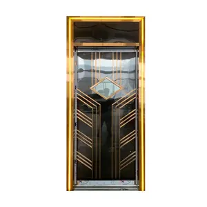 Luxury Entrance Front Doors Security Entry Stainless Steel Black Glass KTV Door With LED Light