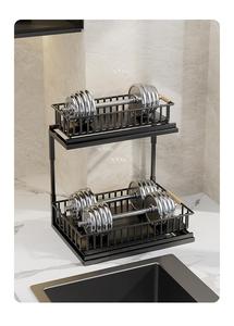 Étagère de rangement pour évier de cuisine, étagère multicouche multifonctionnelle, panier à épices, bois massif, acier au carbone, durable, moderne - Product Image 6