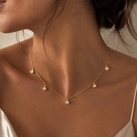 JUSNOVA Vente en gros Collier pendentif en zircon plaqué or 14K PVD, étanche, hypoallergénique, résistant à la décoloration, pour femmes, vente en gros, OEM