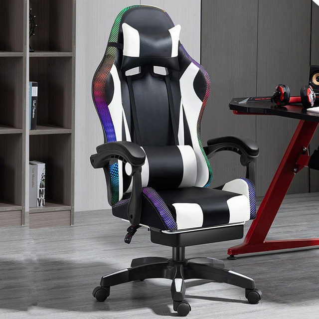Luxury Reclining Pu Leather Swivel Ergonomic Massage Racing Computer Game Chair Led Silla Gamer Rgb Gaming Chair with Footrest
