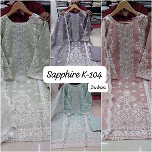 Designer Georgette Coupe Droite Kurti Avec Broderie Travail Palazzo avec Dupatta Indian Salwar Suit par Royal Export - Product Image 5