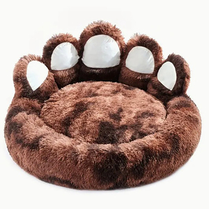 Luxury Warm Calming Large Cute Nest <strong>Cot</strong> Plush Bear Paw Shape Round Fashionable <strong>Dog</strong> Pet Cat Bed - Product Image 5