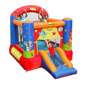 Château gonflable Happy Hop avec toboggan et cerceau, château gonflable à air chaud, petit toboggan rebondissant - Product Image 1
