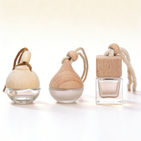 Bouteille diffuseur suspendue de 6 ml, désodorisant pour voiture, parfum pour voiture, bouteille en verre avec bouchon en bois noir