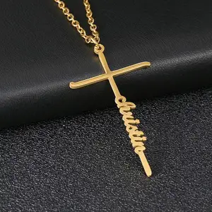 14K altın plaka takı Initialnecklaces özelleştirilmiş isim kolye eski İngilizce