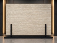 Dalles de travertin romain poli pour murs décoratifs, comptoirs, dessus de vanité de salle de bain, découpées sur mesure pour revêtements de sol et carrelage