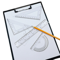 BECOL Fournitures Scolaires Règle Géométrique Transparente 20CM, Ensemble de 4 Pièces en Plastique de Bonne Qualité pour Étudiants, Kit d'Instruments Mathématiques