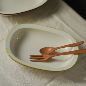 Rechteckige tiefe Schale im japanischen Stil Korean Ins Advanced Sense Green Edge Keramik platte - Product Image 1