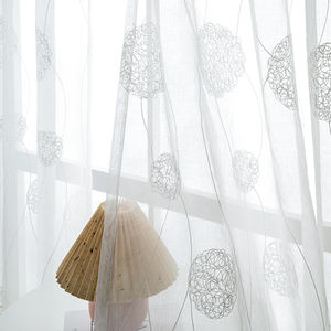 Ricamo floreale morbido bianco Voile Tulle tende trasparenti, moderno <span class=keywords><strong>trasparente</strong></span> con occhiello ricamato tende per soggiorno camera da letto - Product Image 5