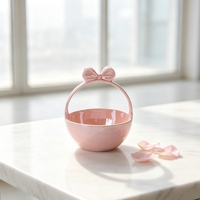 Vase en céramique rose brillant avec nœud papillon pour la décoration de la maison, centre de table, arrangement floral de mariage, cadeau