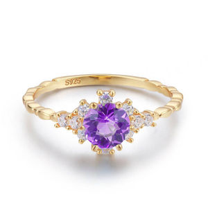 Wholesale 925 Sterling Silver Gold Plated High Quality Amethyst Oval Cut Classic <b>Dainty</b> Gemstones Wedding <b>Ring</b> - Product Image 2