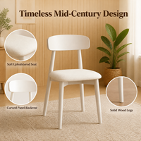 Chaise de salle à manger MULIGNA au design scandinave moderne, en bois massif blanc crème, minimaliste, avec dossier incurvé, pour la maison, l'hôtel, le restaurant