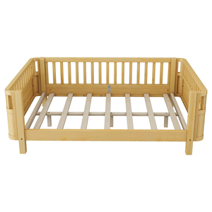Cama Infantil de Madera Maciza <span class=keywords><strong>con</strong></span> Barandillas Anticaídas, Cama Colegiada que se Puede Unir a la Cama de los <span class=keywords><strong>Padres</strong></span> para Niños - Product Image 1