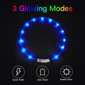 यूएसबी चार्जिंग पीसी के लिए चमकदार सरल क्लासिक कुत्ते कॉलर का नेतृत्व उच्च दृश्यता रात सुरक्षा - Product Image 3