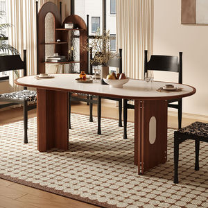 Oval Extendable Dining <b>Table</b> With Wooden Legs For <b>Small</b> Space Home Use - Product Image 3