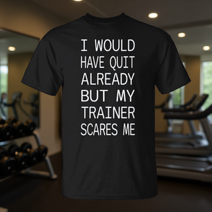 Camiseta de gimnasio con la frase «Scared of My Trainer»: Ya me hubiera dado por perder el tiempo ahí! Producto Promocional - Product Image 3