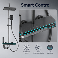 Ensemble de douche thermostatique mural gris anthracite de haute qualité avec affichage numérique LED intelligent et finition chromée polie