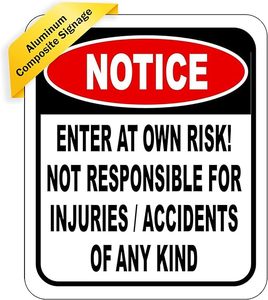 โปรดทราบ ห้ามเข้าโดยต้องรับความเสี่ยงด้วยตนเอง ไม่รับผิดชอบต่อการบาดเจ็บหรืออุบัติเหตุ ป้ายเตือนความปลอดภัย ป้ายเตือนความปลอดภัย - Product Image 1