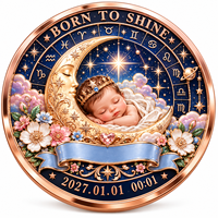Pièce de monnaie commémorative personnalisée en cuivre pur 999 de 1 oz, avec relief 3D et impression UV, pour anniversaire, naissance ou bienvenue de bébé, objet de collection, souvenir, cadeau