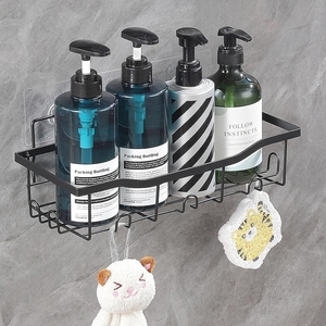 Ensemble moderne de 5 étagères murales en acier inoxydable <span class=keywords><strong>noir</strong></span> 304 non perforées pour salle de bain et <span class=keywords><strong>douche</strong></span> - Product Image 3