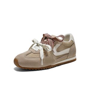 Chaussures de sport rétro rouges pour femmes avec talonnette intégrée, en cuir véritable, semelle souple, style Forrest Gump, baskets décontractées - Product Image 5